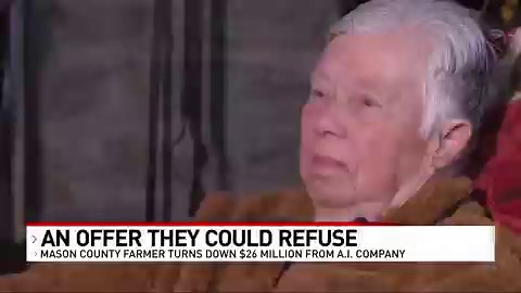 NEW: Kentucky family rejects $26 million offer to convert part of their farm into a data center despite the offer being about 10 times the going rate for farmland in the area."If it's my way, I'll stay and hold and feed a nation. 26 million doesn't mean anything.""As long as I'm on this land, as long as it's feeding me, as long as it's taking care of me, there's nothing that can destroy me if I've got this land."Video: Local 12 WKRC