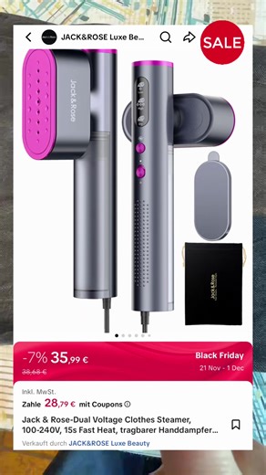 15 Sekunden. Falten weg. Wenn euch das interessiert – schaut euch alles an, Link ist über meinem Namen, orangener Einkaufswagen. @JACK&ROSE Luxe Beauty #tiktokshopblackfriday #unboxyourdeals #blackfridaydeals #yourbestdeals #steamer handdampfer kleidung, garment steamer, mini iron steamer, 2 in 1 steamer iron, travel steamer EU, faltenglätter damen, bügelalternative, steam tool damen, clothing steamer fast heat, 15 sekunden heat steamer, steam brush clothing, glätten ohne bügeleisen, reisesteame