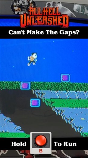 Having trouble making the gaps in All Hell Unleashed? Hold B to run before you jump! #nes #homebrew