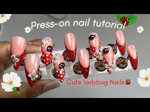 Ladybug Nail Art Tutorial 🐞 | Press-On Nail Set Step-by-Step ✨