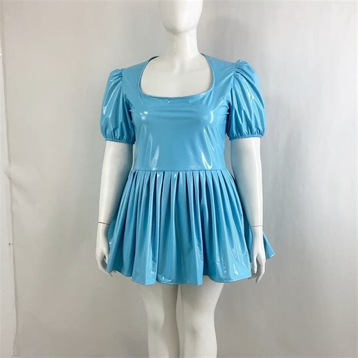 Fetish Queen on Instagram: "Scoop Neck Pleated Dress for Women Puff Short Sleeve Chic PVC Shiny Leather Mini Dress 9236 #sissymaid #pvcdress #latexdress #alternativefashion #crossdress#pleateddress#wetlookdress#vinyl#vinylpvcleather#patentleatherdress#clubdress#partydress#womensdress#shinydress#club#fetish#minidress#vinyl#wetlook#crossdresser#latexdress#latexlookdress"