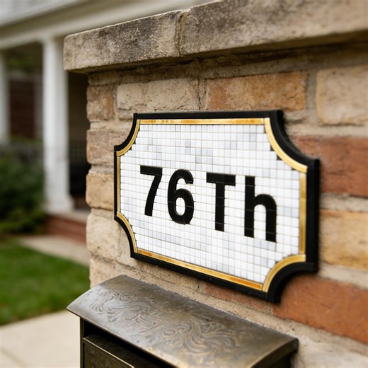 Custom Mosaic House Number Plaque, Personalized Marble Address Sign, Exterior Home Art - Etsy