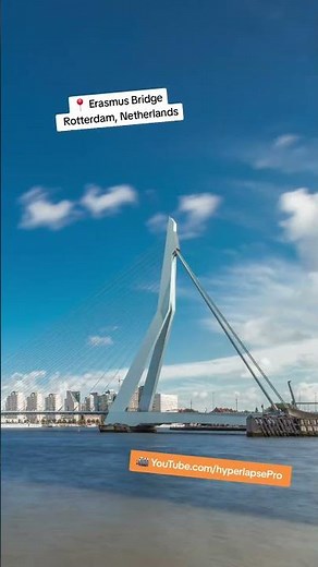 Erasmus Bridge timelapse hyperlapse, spanning the Maas River in Rotterdam, Netherlands. #timelapse