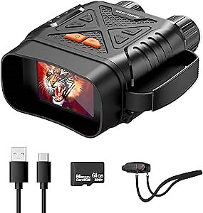 T TAKMLY Night Vision Goggles, 2624FT-10X Digital Zoom, 2.8'' HD Screen Infrared Binoculars with 64GB TF Card for Photos and Videos, for Adults Outdoor Camping and Wildlife Observation (Black)