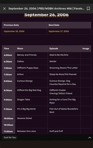 PBS Kids WGBH Schedule Archive - September 26, 2006
