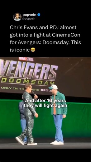 Chris Evans and Robert Downey Jr almost got into a fight at CinemaCon for AVENGERS Doomsday 😭