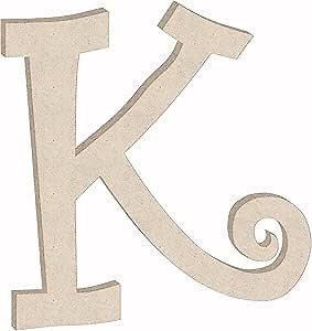 Amazon.com: Unfinished 6 Inch Wooden Letter K Curlz Font, Blank Wood Alphabet Girl Letters for Nursery Wall Decor, Paintable Crafts