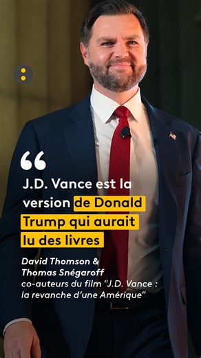"La version de Donald Trump qui aurait lu des livres". De son enfance chaotique à la Maison-Blanche, les journalistes Thomas Snégaroff et David Thomson retracent le glissement idéologique et politique du vice-président des États-Unis dans leur documentaire "J.D. Vance, la revanche d’une Amérique". Il est diffusé le 18 janvier à 21h05 sur France 5, et disponible en streaming sur France.tv. | Franceinfo