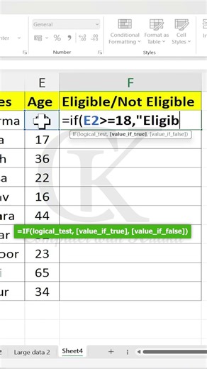 IF Function in Excel। Excel में IF Formula कैसे use करें? #excel #shorts #trending #viral #exceltips