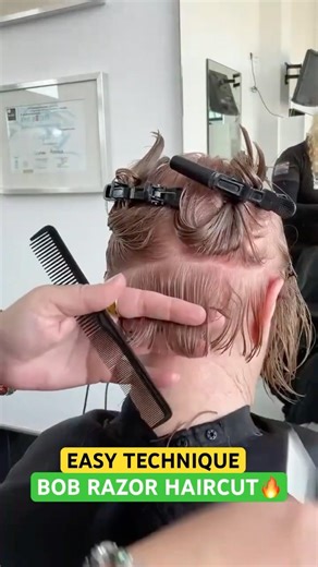 EASY TECHNIQUE BOB RAZOR HAIRCUT! 🔥🔥🔥 #haircut #razorhaircut #bobhaircut #roundlayers #viralhair