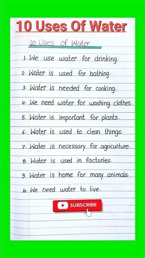 10 Uses Of Water | Uses Of Water | Different Uses Of Water/Water Uses | Use of water in daily life