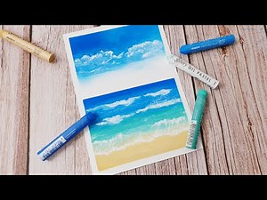 오일파스텔 하늘&바다 그림그리기(풍경화, 오일파스텔화) oilpastel sea landscape drawing 바다/취미미술/힐링영상 | shootsketch