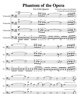 Phantom of the Opera Cello Quartet Sheet Music - Etsy