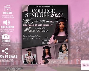 Black Girl Graduation Invitation: Editable College Send-off Party Flyer (digital Download) - Etsy
