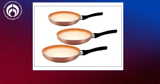 Bodega Aurrera remata con 40% de descuento set de 3 sartenes de varios tamaños con triple antiadherente