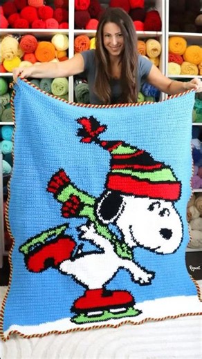Snoopy On Ice Crochet Blanket