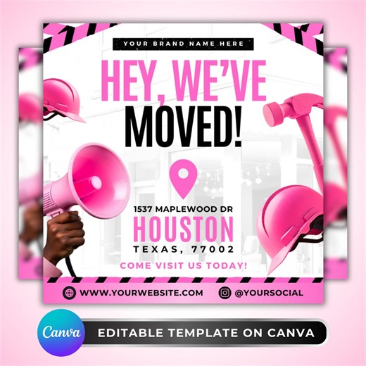 We Moved Flyer: New Location Business Announcement, Grand Reopening Address Sign, Canva Template - Etsy