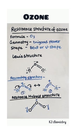K2 chemistry on Instagram: "Resonance structure of Ozone (O3) #chemistry #k2chemistry #science #education #chemistryeducation #basicchemistry #chemistryknowledge #structureofcompound #learnchemistry #chemistrytricks #iitjee #neet #chemistryquestions #chemistryquiz #viralreels #chemicalformula #resonance"