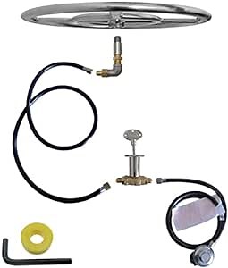 Fire Pit Installation Kit for Propane Gas Stainless Steel Burner Ring Valve Assembly Kit Suitable for Firepit Indoor Outdoor Camping Fireplaces 150000 BTU, 12 inch