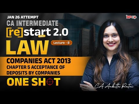 CA Inter Restart 2.0 | LAW Lecture 8 | Companies Act 2013 Deposits | CA Ankitta Patni | SPC