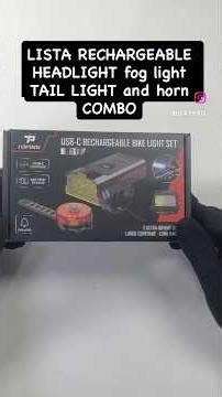 Lista Rechargeable Bicycle Headlight & Wireless Remote Control Tail Light Combo with Horn, Dual Beam