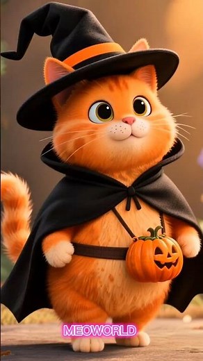 Cute Orange Cat Celebrates Halloween in 3D 🎃✨ | Adorable Halloween Shorts