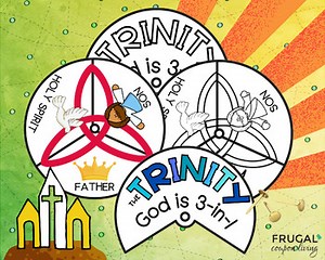 Trinity Coloring Wheel Print, Our God is 3-in-1, Father, Son & Holy Spirit Craft