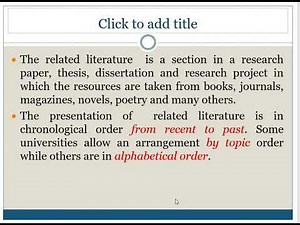 how to write RELATED LITERATURE AND STUDIES. Version 2