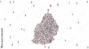 Mauritius Map A large group of people form to create a Mauritius map. 4K Video Animation.