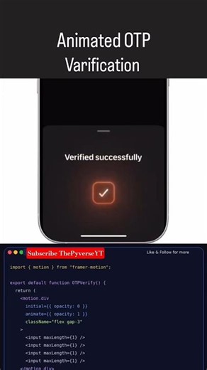🔥 Python OTP Verification Animation 😳📱 #shorts #python #coding