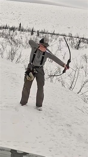 Hunting a Bird with a Bow and Arrow Alone in the Arctic for Survival