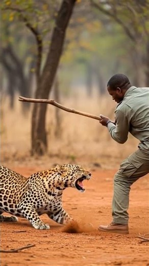 Daring Encounter: Ranger Faces Off with Snarling Leopard in the Wild#animals #rescue