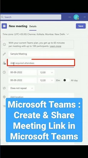 Microsoft Teams : Create & Share Meeting Link in Microsoft Teams