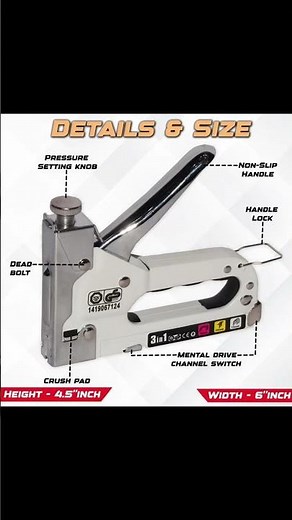 3 in 1 Staple Gun | Heavy Duty Multi-Function Stapler Tool #handtools #woodworking #viral #shorts