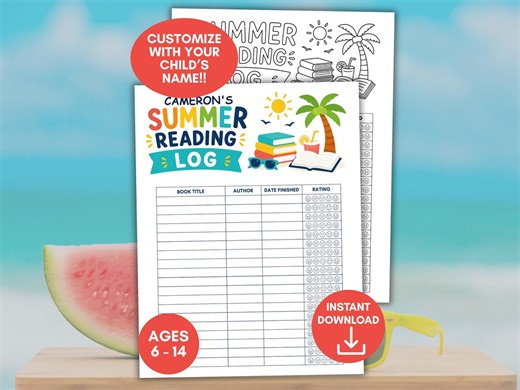 Summer Reading Log, Kids Summer Reading Challenge, Reading Tracker Ages 6 - 14, Reading Tracker for Kids, Printable Book Log for Children - Etsy
