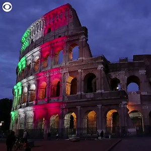BACK OPEN: The Colosseum in Rome had the colors of the Italian flag projected onto it Sunday, on the eve of its reopening. The Italian monument opened Monday after having been closed for three months because of the coronavirus pandemic. Strict social distancing guidelines are in place and visitors must book in advance. | WJZ-TV | CBS Baltimore