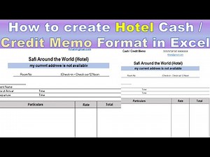 How to Create Hotel Credit Memo | How to make credit note in excel | how to make cash memo | Hotel