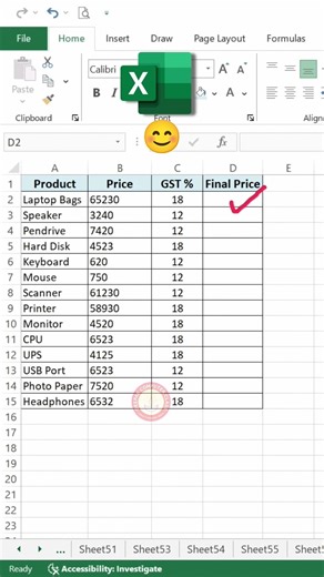 excel gst calculate tricks #excel #exceltricks #exceltutorial #excelshortcuts #shorts #ytshorts #yt
