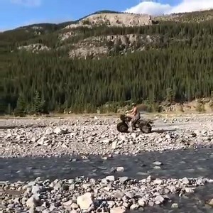 A Rokon spotted in its natural habitat somewhere in the Canadian Rockies! #rokon #rokon2x2 #2x2atv #atv #offroad #amphibiousvehicle | Rokon