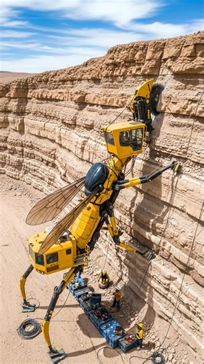 Have you ever imagined a vehicle that crawls up cliffs? #HeavyMachines #FutureOfConstruction #EngineeringMarvel #YellowMachine #MegaExcavator #ConstructionTech #IndustrialDesign #MachineLovers #BigMachines #FuturisticTech #AmazingMachines #BuildTheFuture | Technova