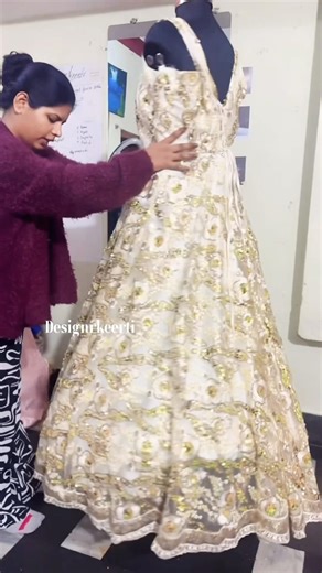 Golden Gown Making | Part 2 – Cutting & Pattern Details ✨