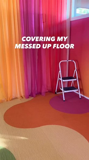 Have you ever seen a carpet shaped like this!! I’m so in love with the abstract edges I chose. I’m doing renter-friendly projects for my book I’m working on and @florsquares donated this for the sunset themed living room 🥹 I miiiight be changing it to a 70’s themed living room because I’m straying from the original design #renterfriendly #myflor #diy #homedecor | Tay BeepBoop