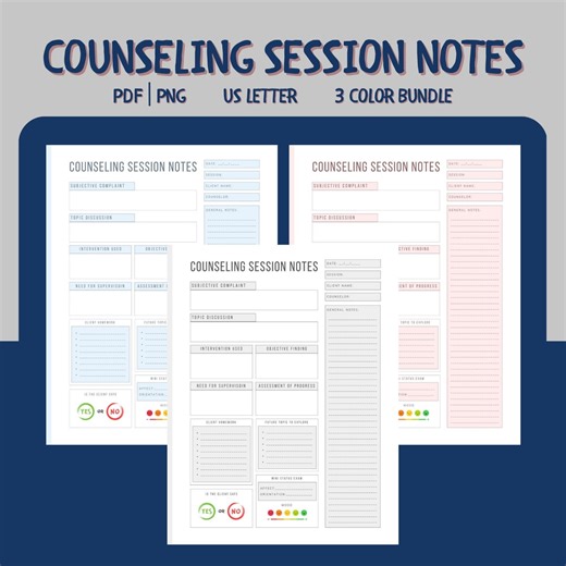 Counseling Session Notes Template: Therapist Printable (PDF/PNG) - Etsy