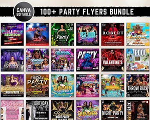 100 Party Flyers Bundle: Club, DJ, Event Templates (canva Editable) - Etsy