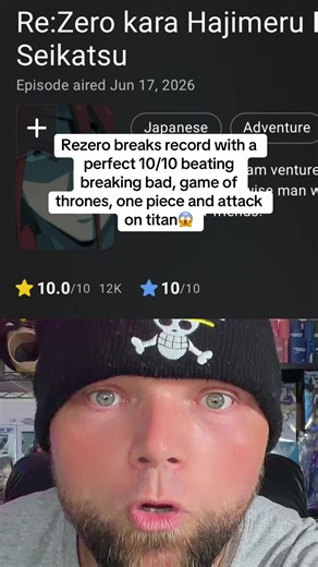 Rezero breaks record with a perfect 10/10 beating breaking bad, game of thrones, one piece and attack on titan😱 #rezero #anime #isekai #onepiece #fyp