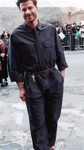 Calvin Klein on Instagram: "The entrance. François Arnaud arrives to the Calvin Klein Collection Fall 2026 runway show by Veronica Leoni. The Shed, New York City."
