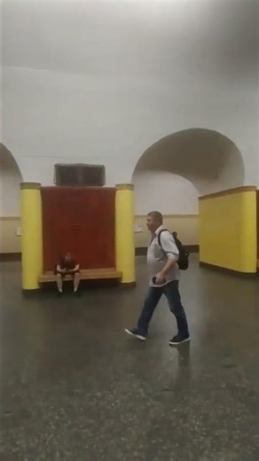 Rizhskaya metro station, Moscow, Orange Line - interior view, passengers, trains Fragment 1