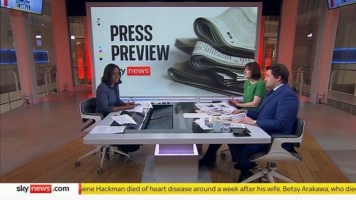 What is in Saturday's newspapers? Sky's Gillian Joseph is joined by the Guardian Columnist Zoe Williams and political commentator Benedict Spence on the Press Preview from 10.30pm until just before midnight. 📱 #SkyPapers 🔗 https://trib.al/1rOgJ41 📺 Sky 501 | Sky News