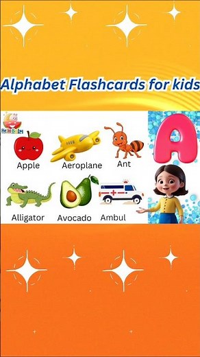 ABC flash cards | A for Apple 🍎 | Alphabet A Flashcards for Kids | Learn A with Fun Objects