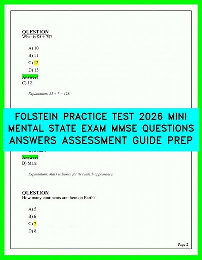 2026 Folstein Mini Mental State Exam Practice: Real MMSE Test Questions And Expert Answers